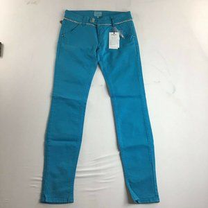Met Womens Blue Solid Skinny Jeans Button Closure Casual Size 26